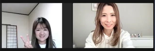 西林さんと南講師がオンラインで話している画像｜地爪ソムリエネイリスト講座